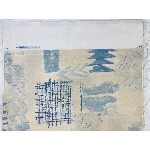 Covington TPSA Fabric Blue Tan Graphic Medium Heavy Graphic Abstract Screen Prin - Picture 5 of 6